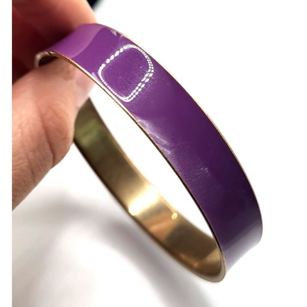Vintage 90s Purple Enamel Bangle Bracelet Thick 8in